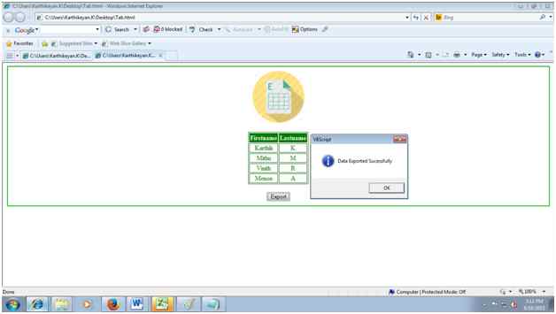 Data Exported Successfully
